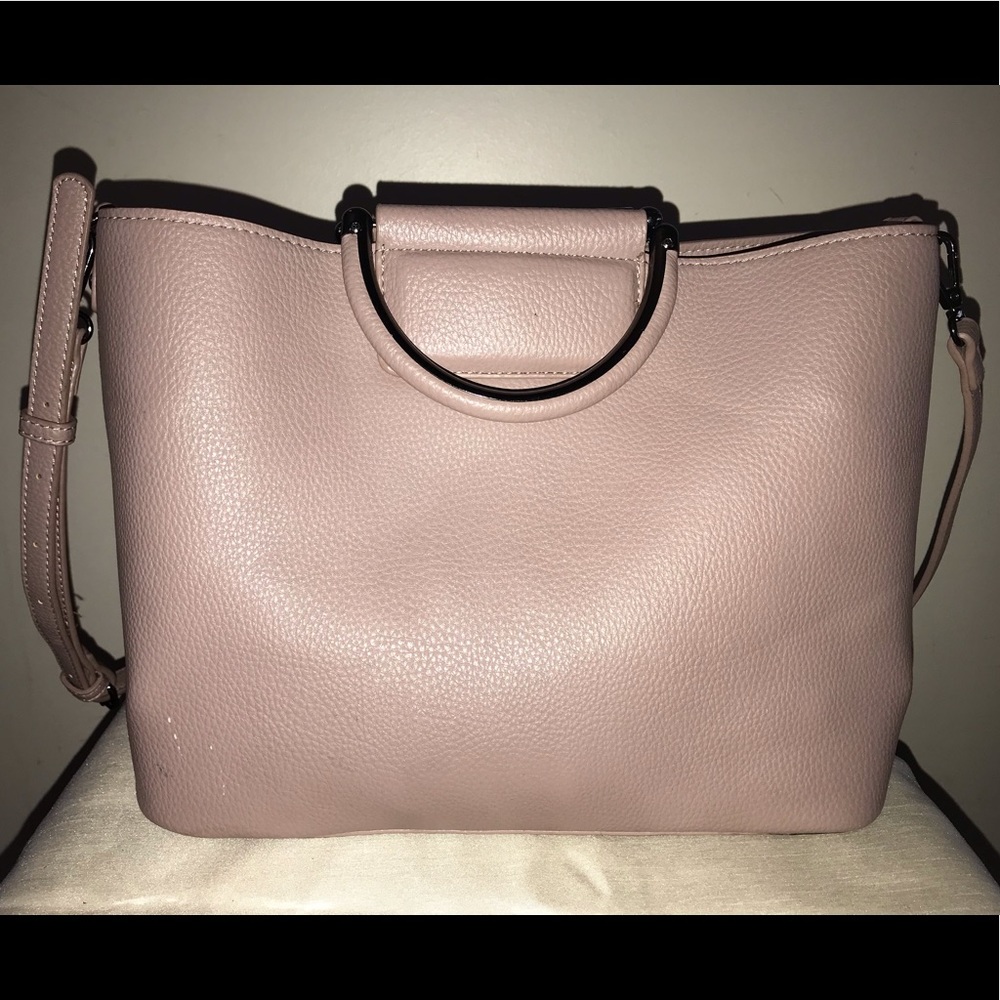 Madison West Taupe satchel bag with crossbody